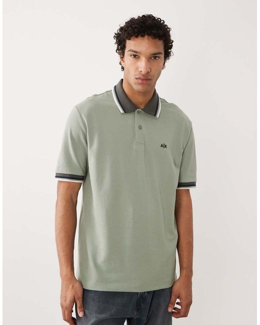ARMANI EXCHANGE Green Logo Polo Shirt for men