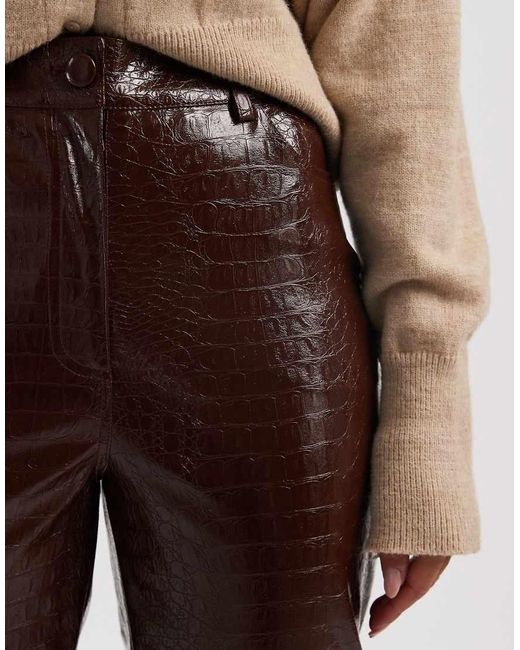 Miss Selfridge Natural Faux Leather Croc Trouser