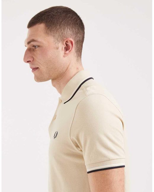 Fred Perry Natural Twin Tipped Logo Polo Shirt for men