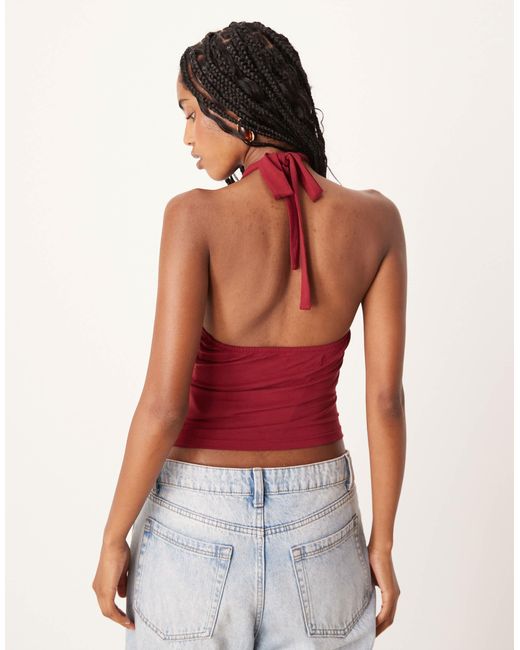 Motel Red Lorie Halter Neck Top
