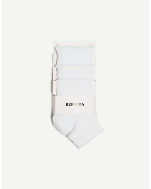 Bershka White 3 Pack Of Sports Ankle Socks for men