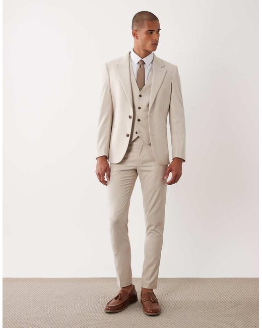 ASOS Natural Skinny Suit Trousers for men