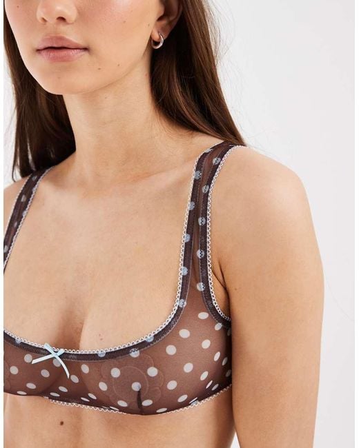 ASOS Black Sadie Sheer Mesh Polka Dot Crop Bralette