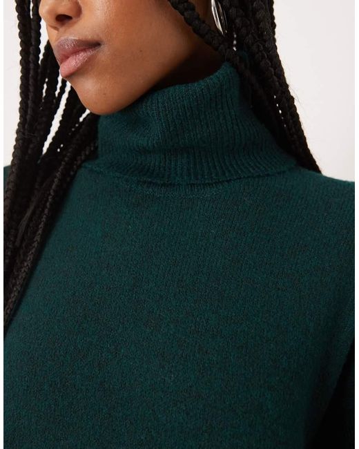 Vila Blue Roll Neck Knitted Midi Dress