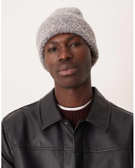 Gorro De Punto De Bouclé Acanalado De ASOS de hombre de color Gray