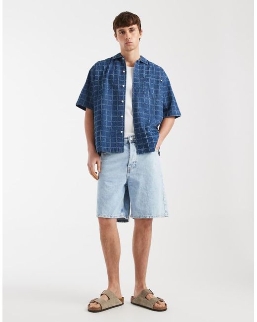 Redefined Rebel Blue Elton Oversized Shirt for men
