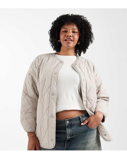 Pieces Plus White Pieces Curve Quilted Lightweight Jacket