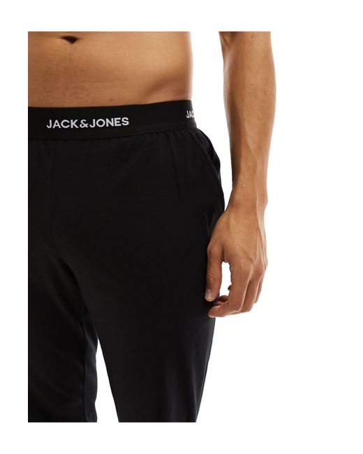 Jack & Jones Black Lounge Trouser And Long Sleeve T-shirt Set for men