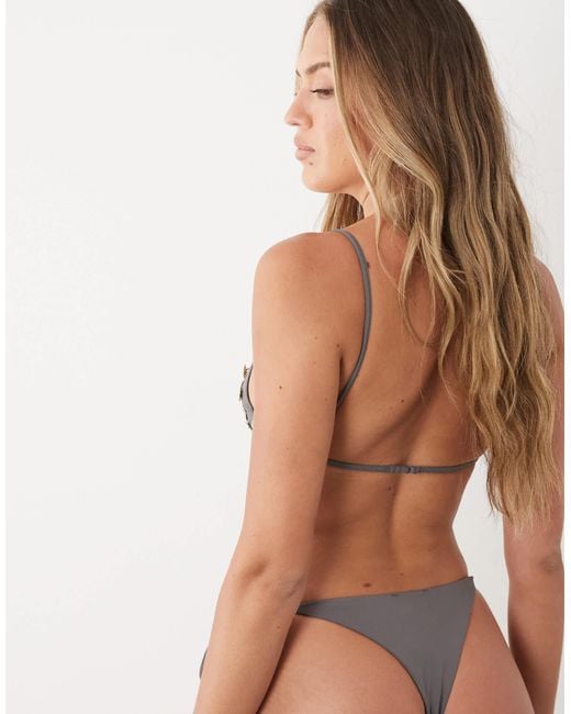 Mango Natural Button Embellished Tie Side Bikini Bottom