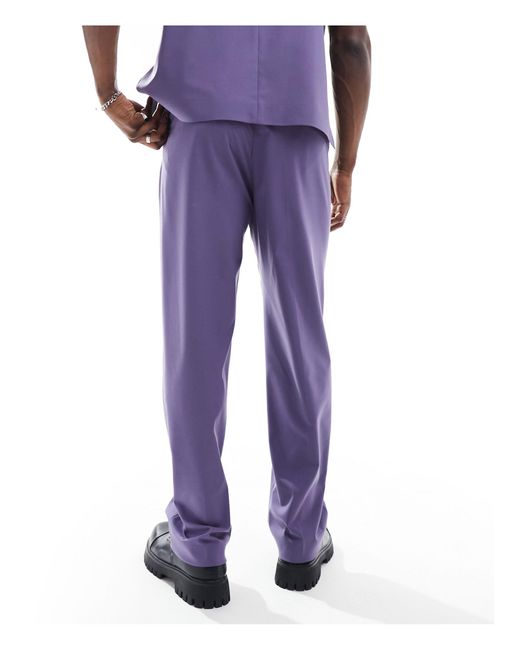 ASOS Purple High Waist Wide Suit Trouser for men