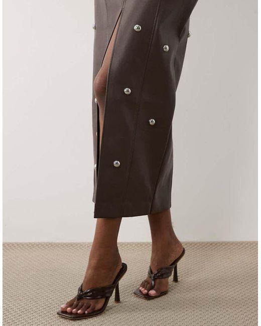 ASOS Natural Pu Studded Pencil Skirt Co-Ord