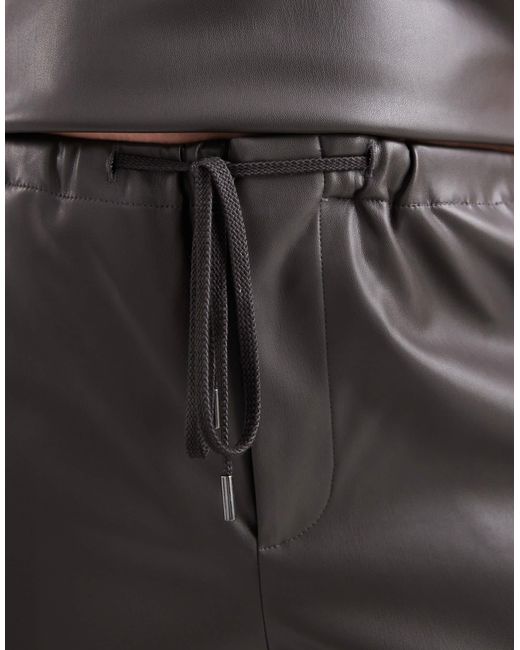 ASOS Black Curve Faux Leather Barrel Leg Pull On Trousers Co-ord