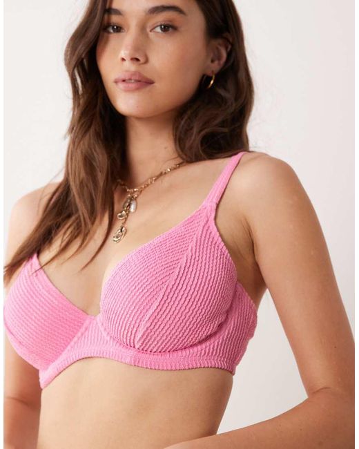 Peek & Beau Pink Crinkle Underwire Bikini Top