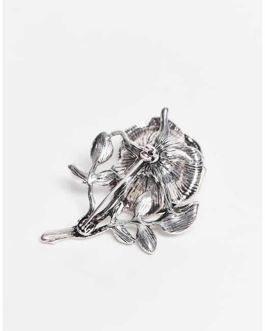 ASOS White 3d Rose Brooch for men
