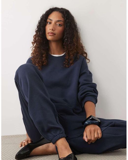 ASOS Blue Asos Design Tall Cuffed Brushback joggers