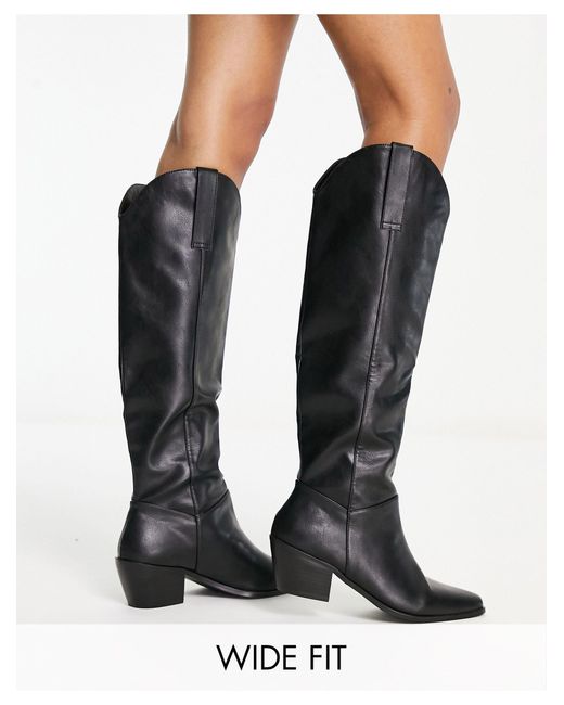 raid dileni pull on knee boots in black