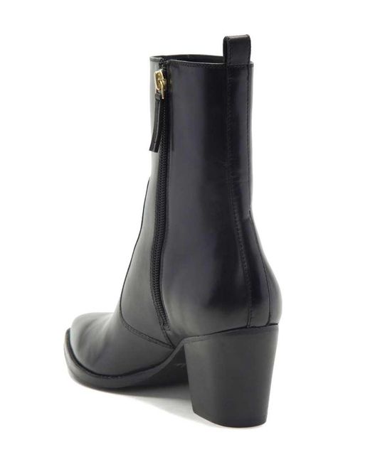 OFF THE HOOK Black Tower Premium Leather Ankle Zip Boots