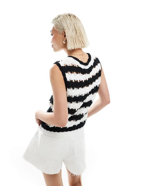 ASOS Black Crochet Tie Front Knitted Waistcoat
