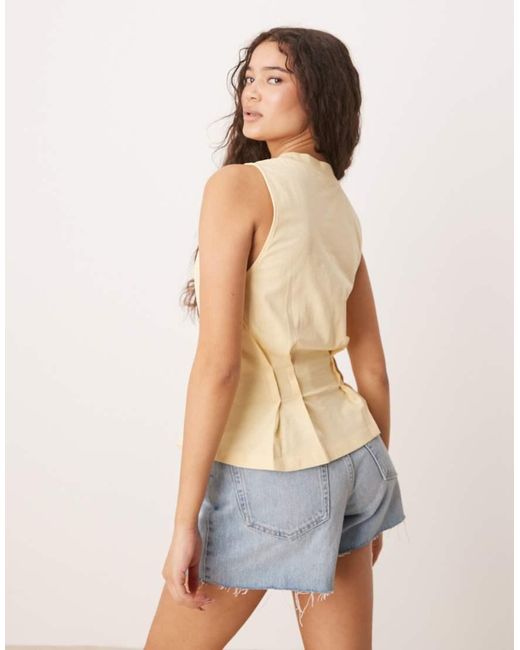 Canotta Stile Corsetto Color Latticello Con Cuciture A Vista di ASOS in Natural
