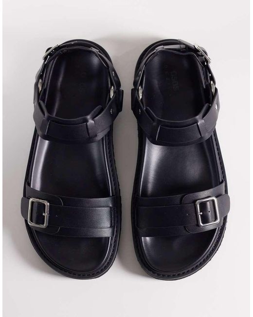 ASOS Blue Three Strap Sandals With Metal Hardware for men