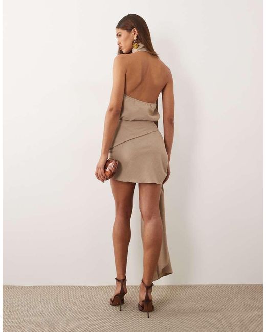 ASOS Natural Asos X The Sourced Collection Asymmetric Mini Skirt