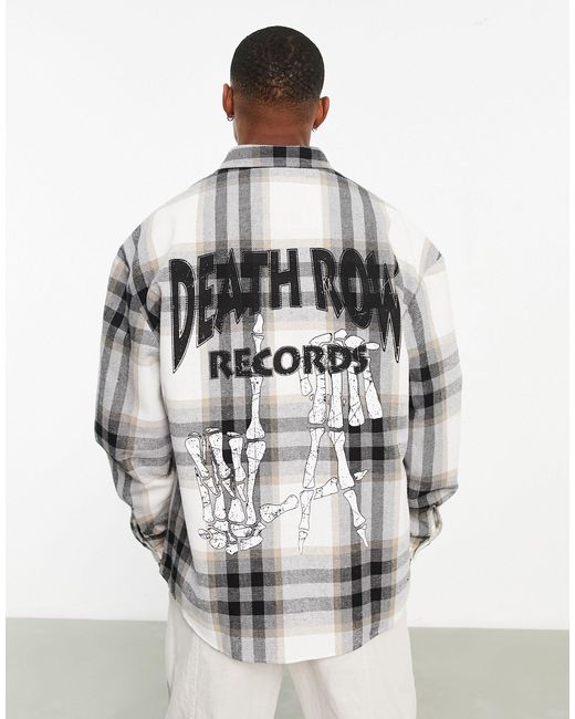 Chemise à carreaux oversize style années 90 avec imprimé death row au dos -  gris ASOS pour homme en coloris Blanc | Lyst