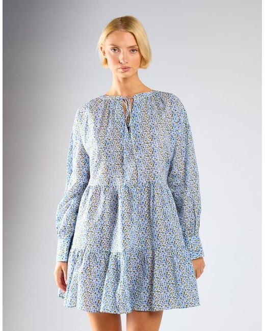 Glamorous Blue Long Sleeve Mini Dress