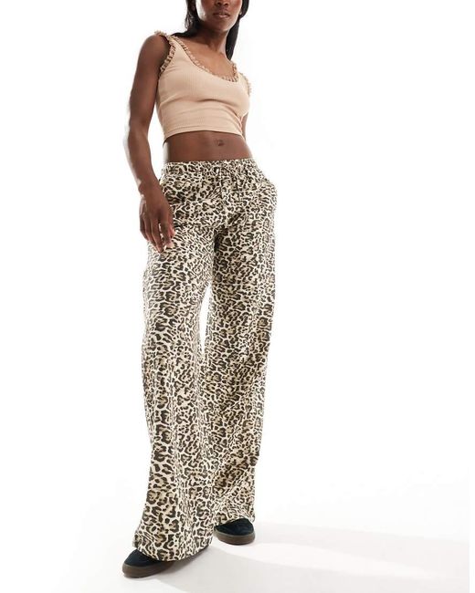 Stradivarius Multicolor Tie Waist Linen Look Trouser