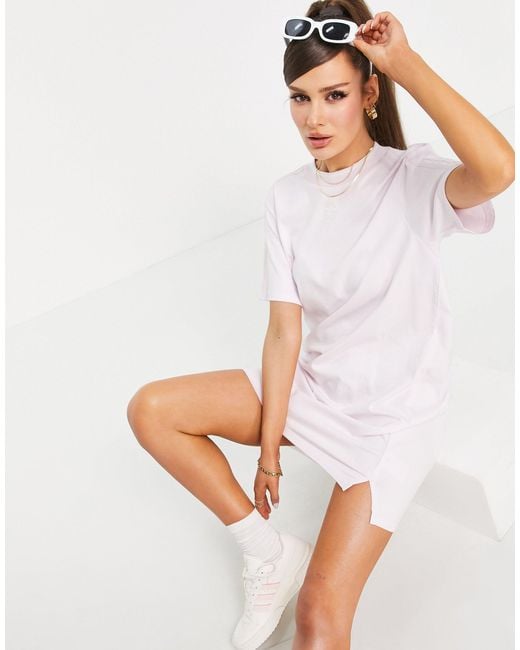 adidas Originals 'tennis Luxe' Logo T-shirt Dress in Pink - Lyst
