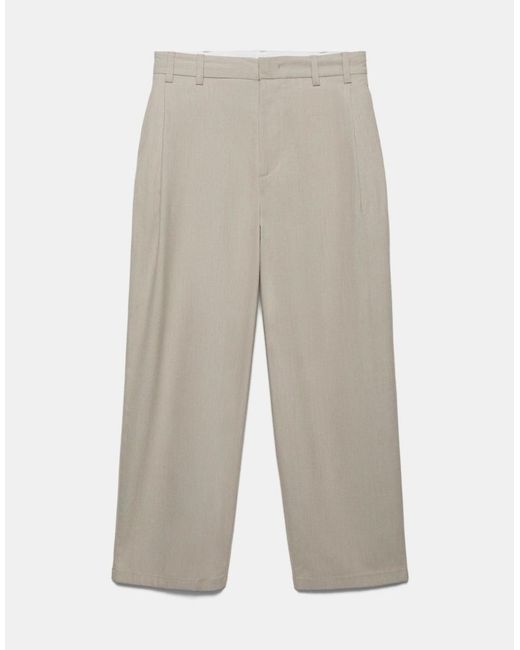 Pull&Bear Natural Darted Tailored Trousers for men