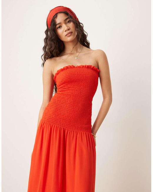 ASOS Red – maxikleid aus gerafftem chiffon