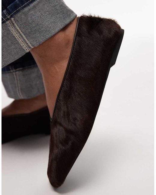 ARKET Blue Real Leather Cow Hair Oval Shape Ballerina Ballet Pumps