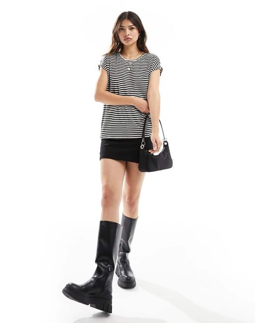 Vero Moda Brown Oversized Stripe T-shirt