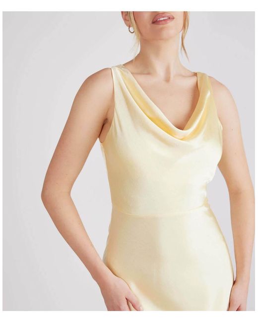 Six Stories White Cowl Front Satin Bridesmaid Dress