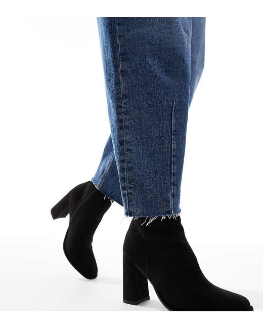 London Rebel Blue London Rebel Maddie Wide Fit Block Heel Ankle Boots