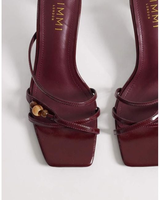 SIMMI Red Simmi London Farah Kitten Heel Sandals With Beads