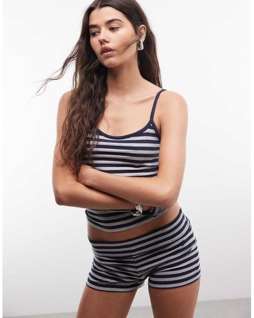 Collusion Gestreepte Mini Short in het Gray
