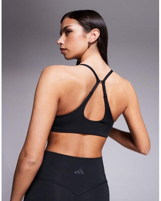 Adidas Originals Black Adidas Training Optime Essentials Light Support Sports Bra