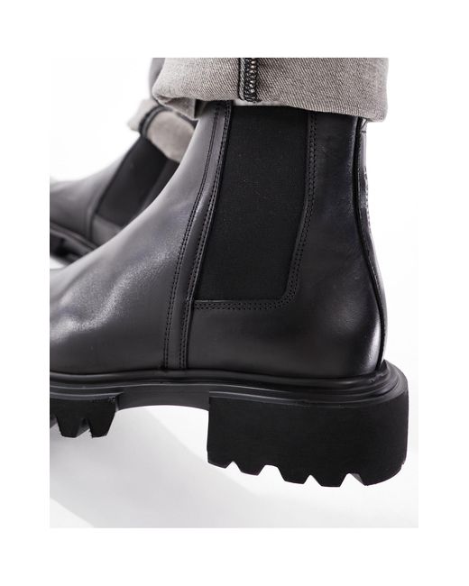 AllSaints Gray Vince Leather Chunky Chelsea Boots for men