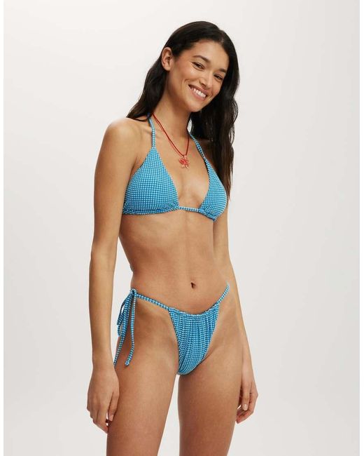 Cotton On White Side Tie Gathered Brazilian Bikini Bottom