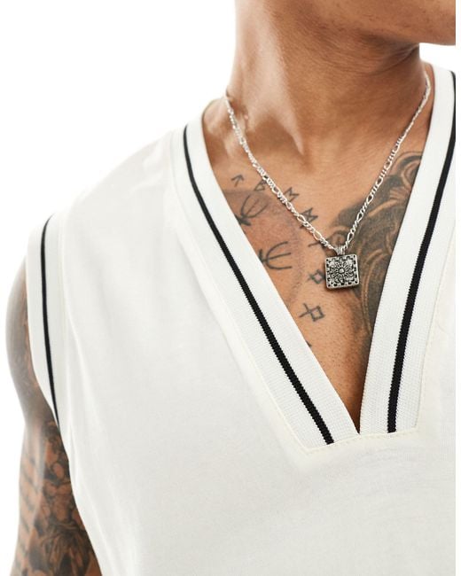 ASOS White Relaxed Fit Vest With V-neck for men