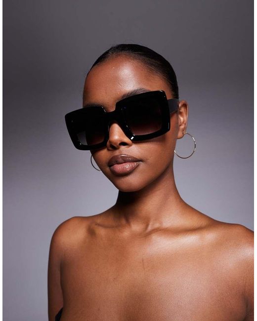 Kaiia Black Exclusive Oversized Chunky Square Sunglasses