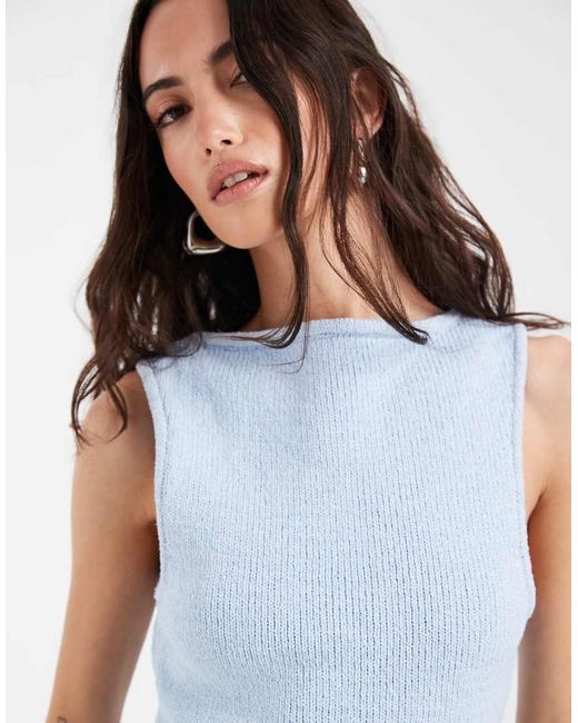 ASOS Blue Knitted Cotton Blend Shift Dress
