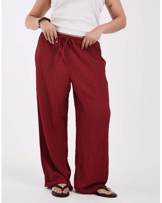 ONLY High Waist Wide Leg Crinkled Textured Trousers