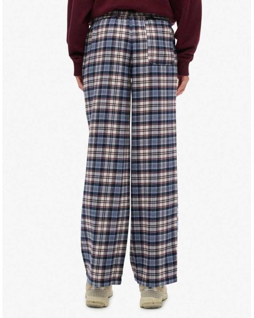 Superdry Red Cotton Check Elastic Trousers