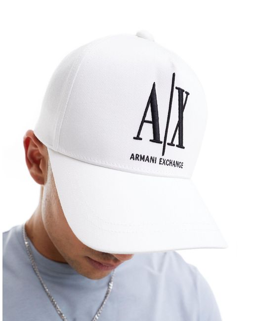 Cappello con visiera con logo grande di Armani Exchange in White da Uomo