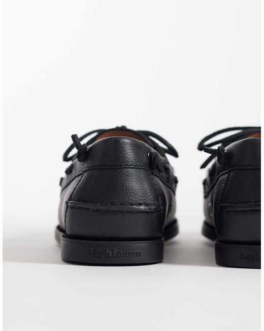 Polo Ralph Lauren Black Leather Boat Shoes With Tassels for men
