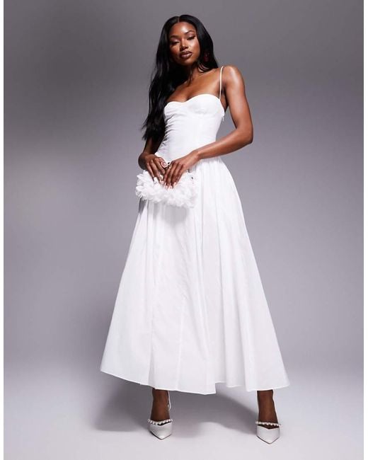 Bardot White Tie Back Corset Maxi Dress
