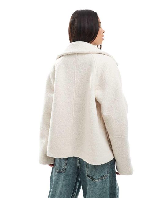 ASOS Natural Cosy Pocket Detail Harrington Coat
