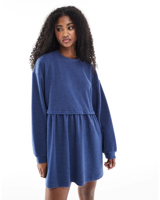 Miss Selfridge Blue – weiches, geripptes hängerkleid
